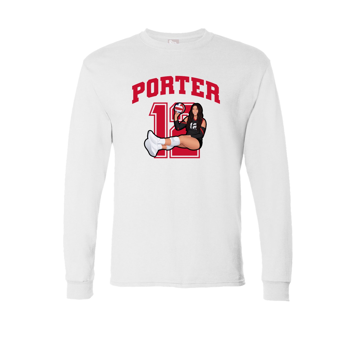Long Sleeve Tee — Number in White