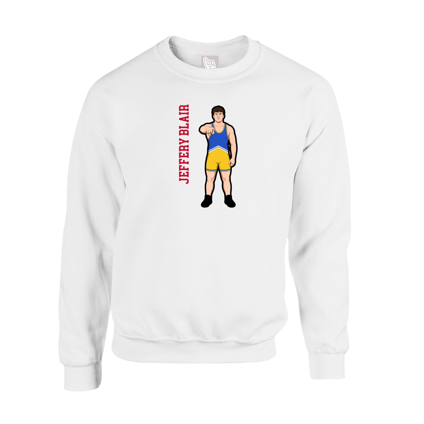 Fleece Crew — Name Vertical in White