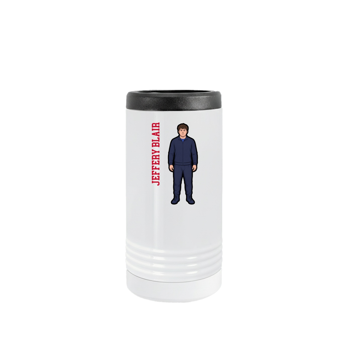 Slim Beverage Holder — Name Vertical in White