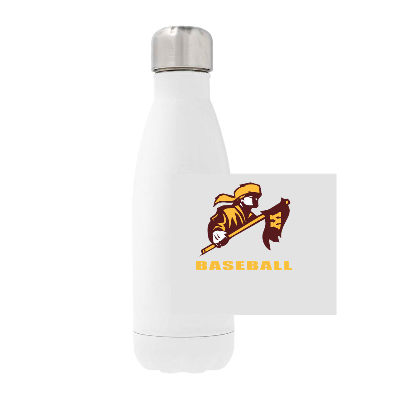 12oz Stainless Steel Water Bottle - White - Big Logo