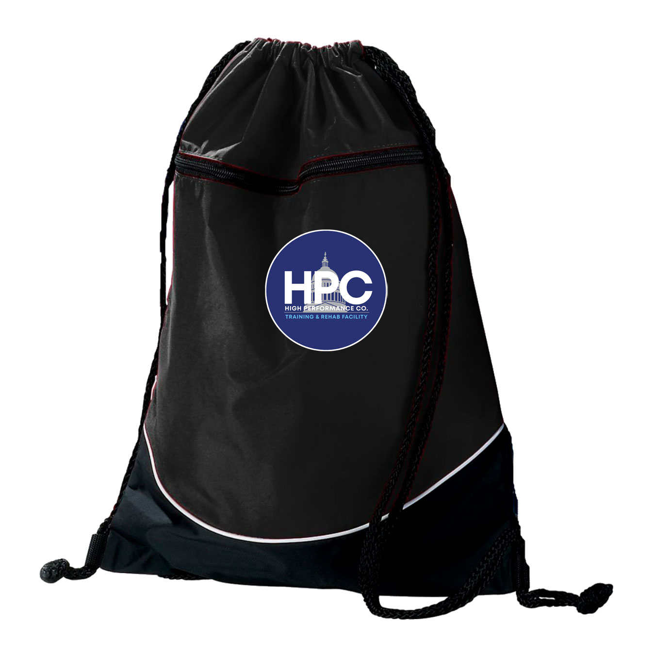 Augusta Tri-Color Drawstring Backpack - Black White