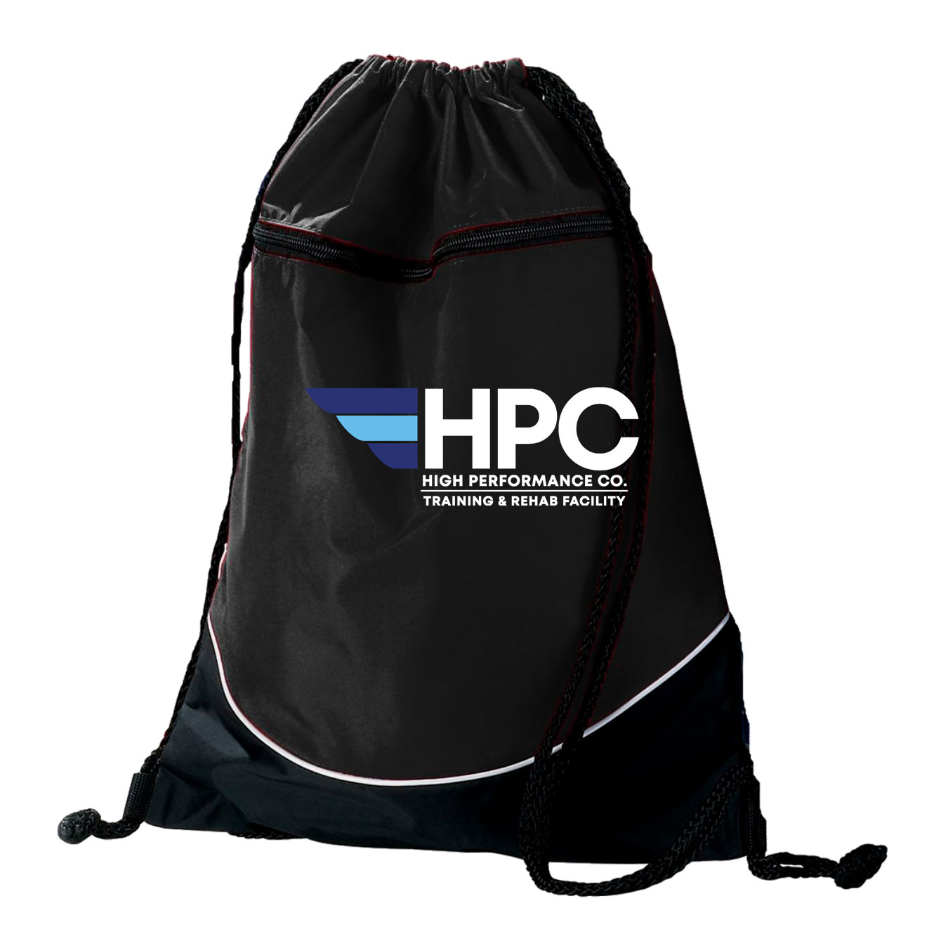 Augusta Tri-Color Drawstring Backpack - Black White