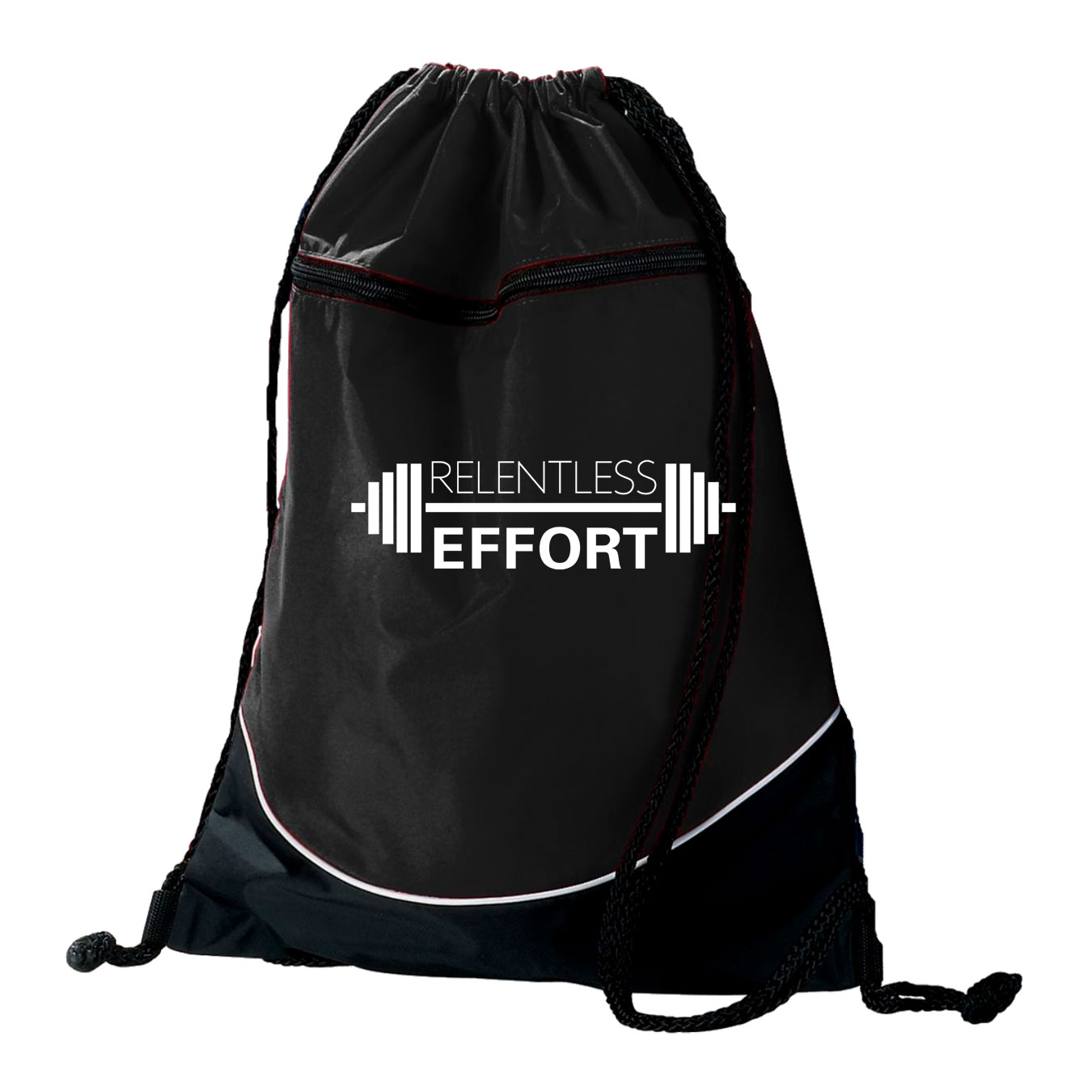 Augusta Tri-Color Drawstring Backpack - Black White