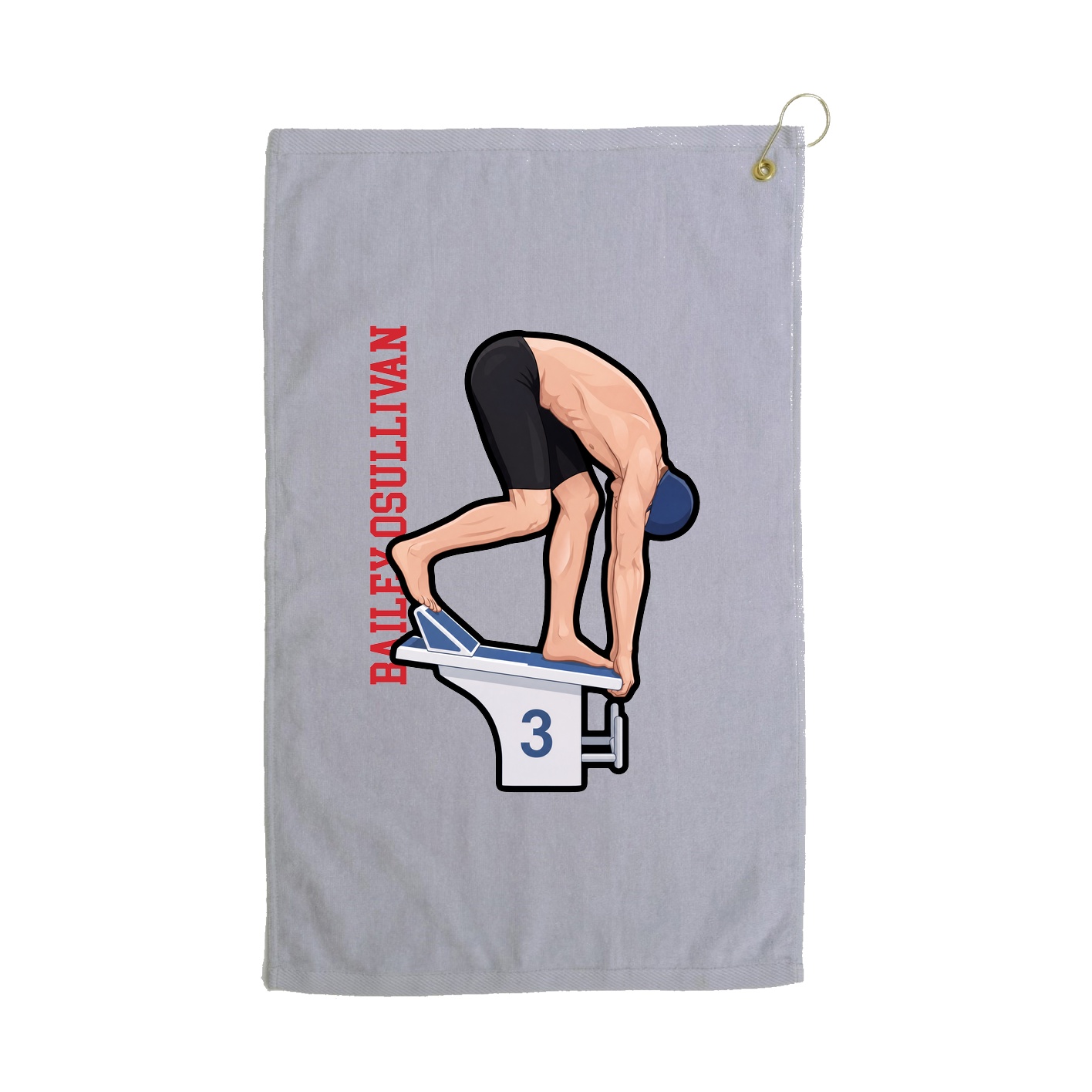 Golf Towel — Name Vertical in Grey