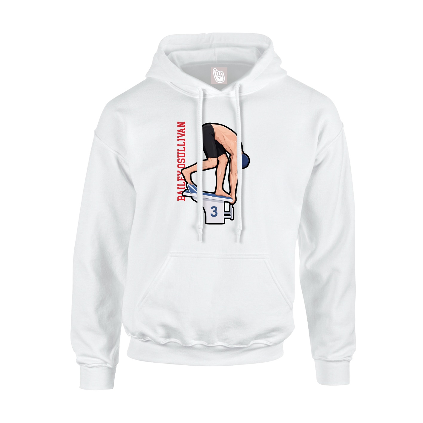 Youth Hoodie — Name Vertical in White