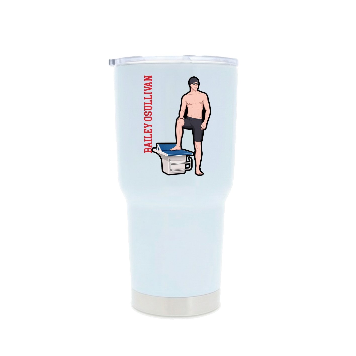 30oz Stainless Steel Tumbler — Name Vertical in White