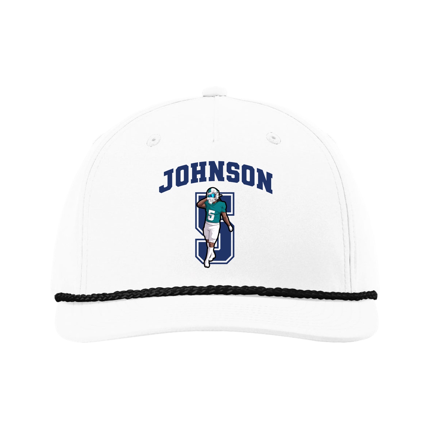 Five-Panel Classic Rope Cap — Number in White