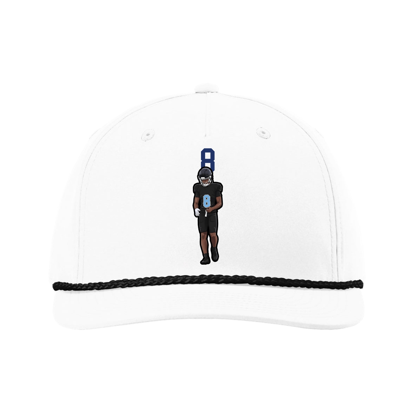 Five-Panel Classic Rope Cap — Number Top in White