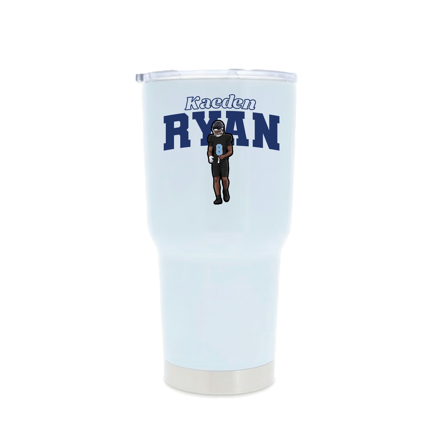 30oz Stainless Steel Tumbler — Name Arch in White