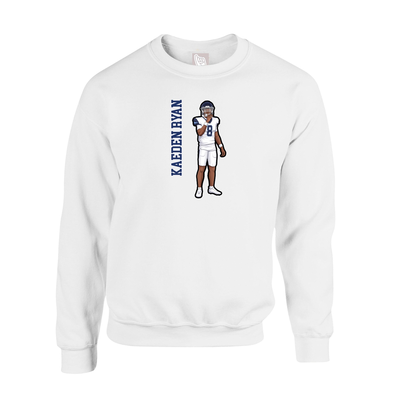 Fleece Crew — Name Vertical in White