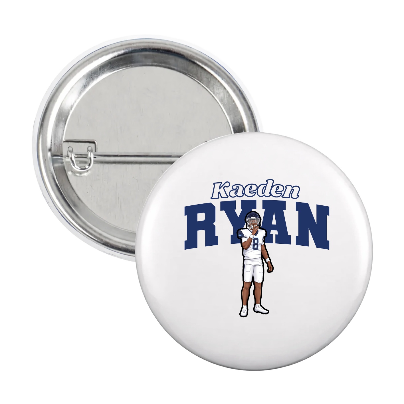 Game Day Button — Name Arch in White
