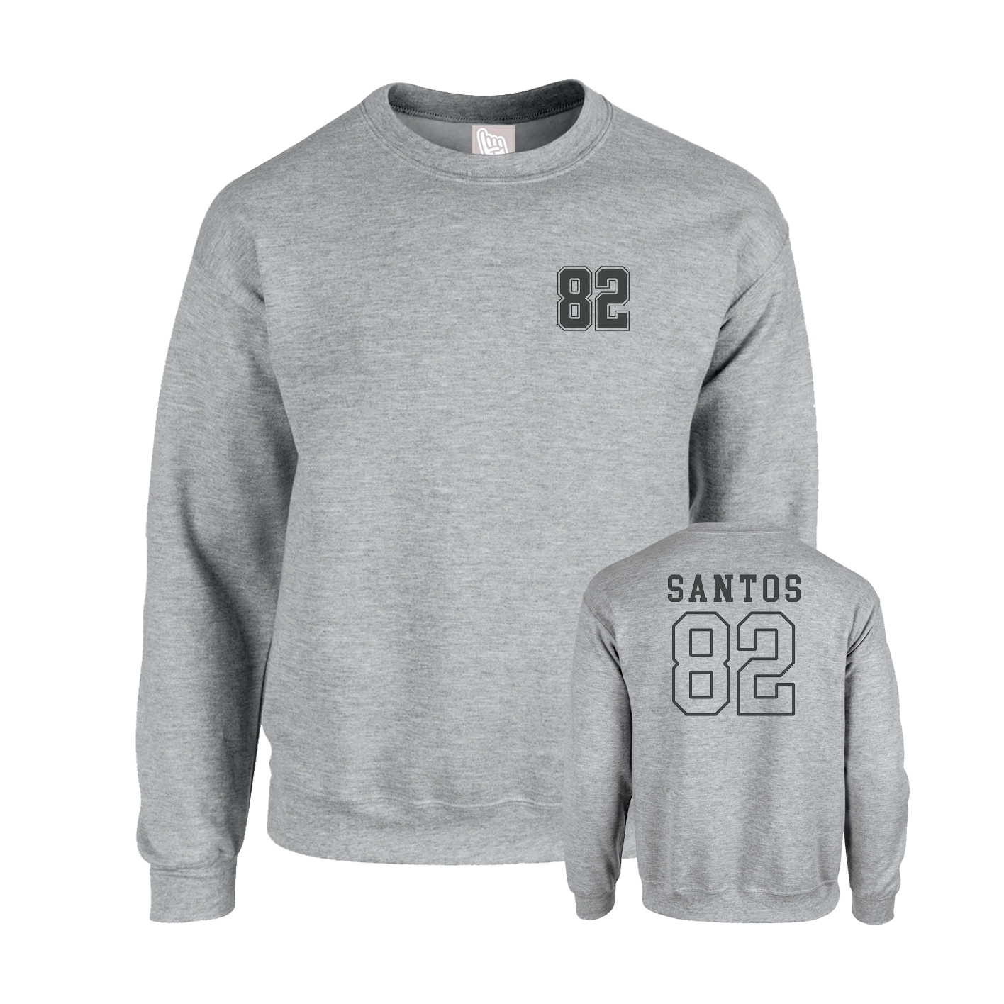 Fleece Crew — Chest Back in Grey