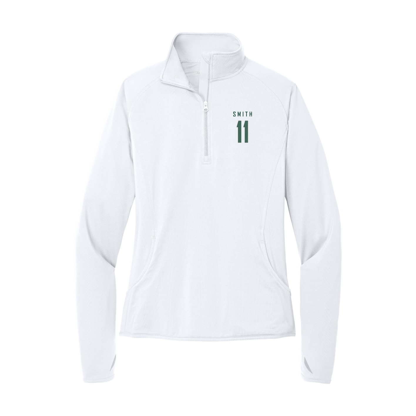 Women's Q-Zip Pullover — Mesh Shirsey in White