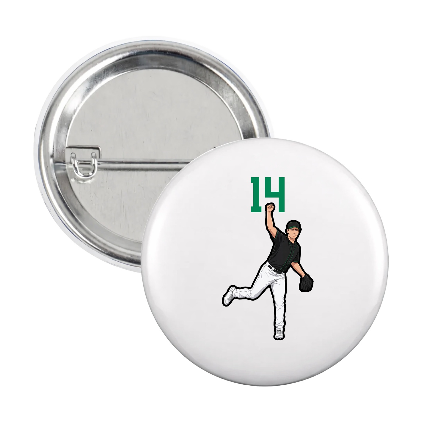 Game Day Button — Number Top in White