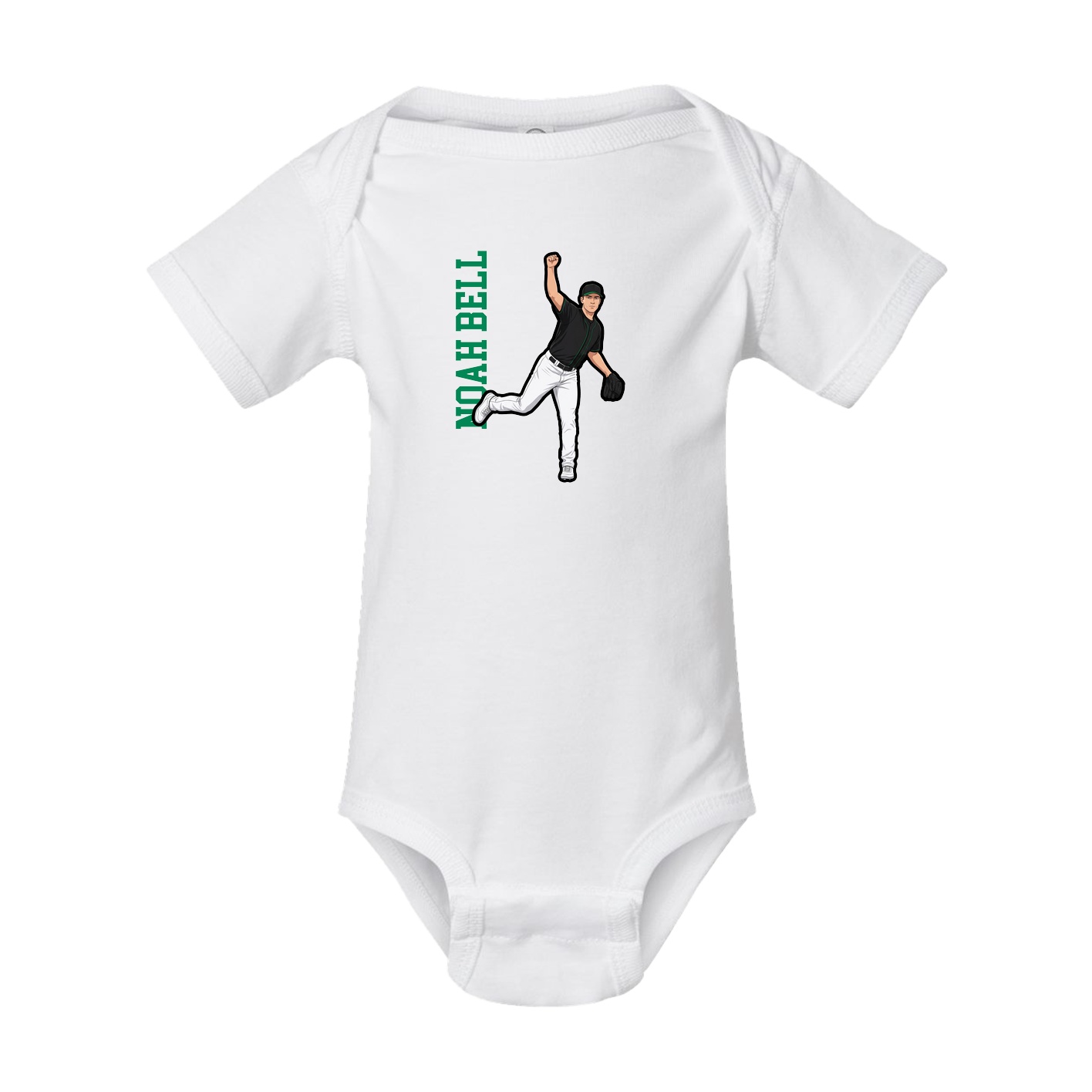 Baby Onesie — Name Vertical in White