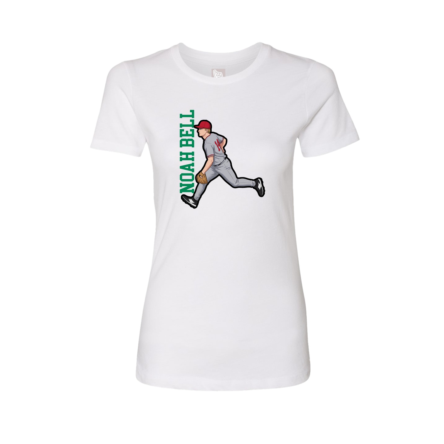 Fitted Women's Tee — Name Vertical in White