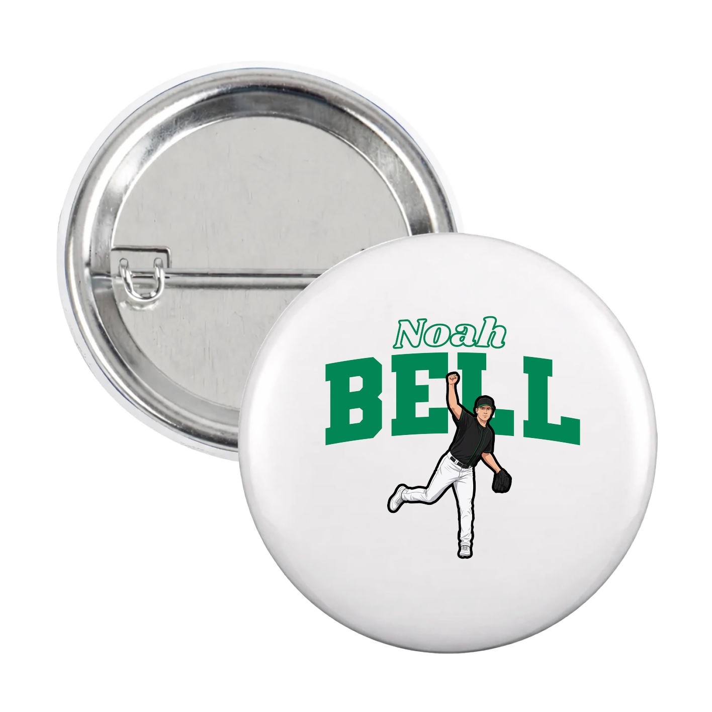 Game Day Button — Name Arch in White