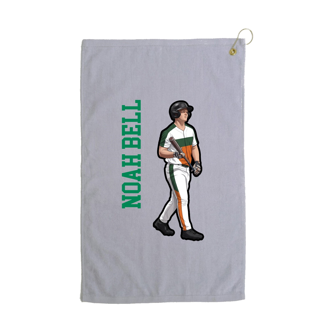Golf Towel — Name Vertical in Grey