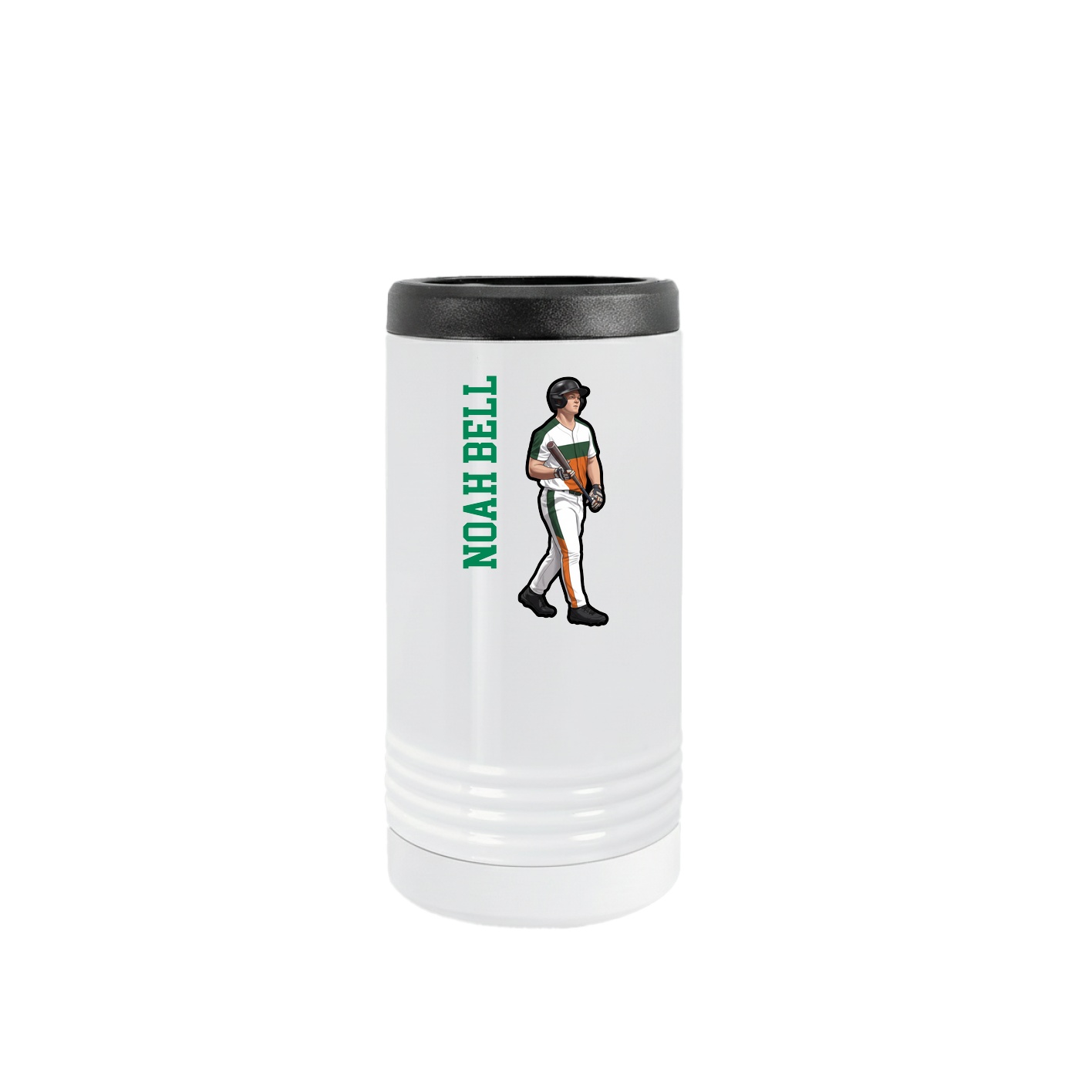 Slim Beverage Holder — Name Vertical in White