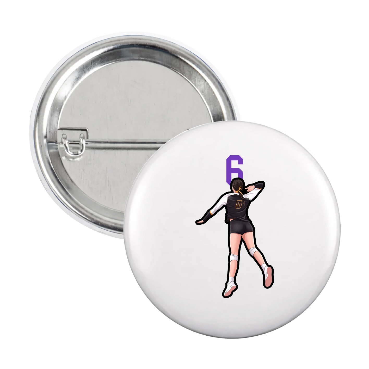 Game Day Button — Number Top in White