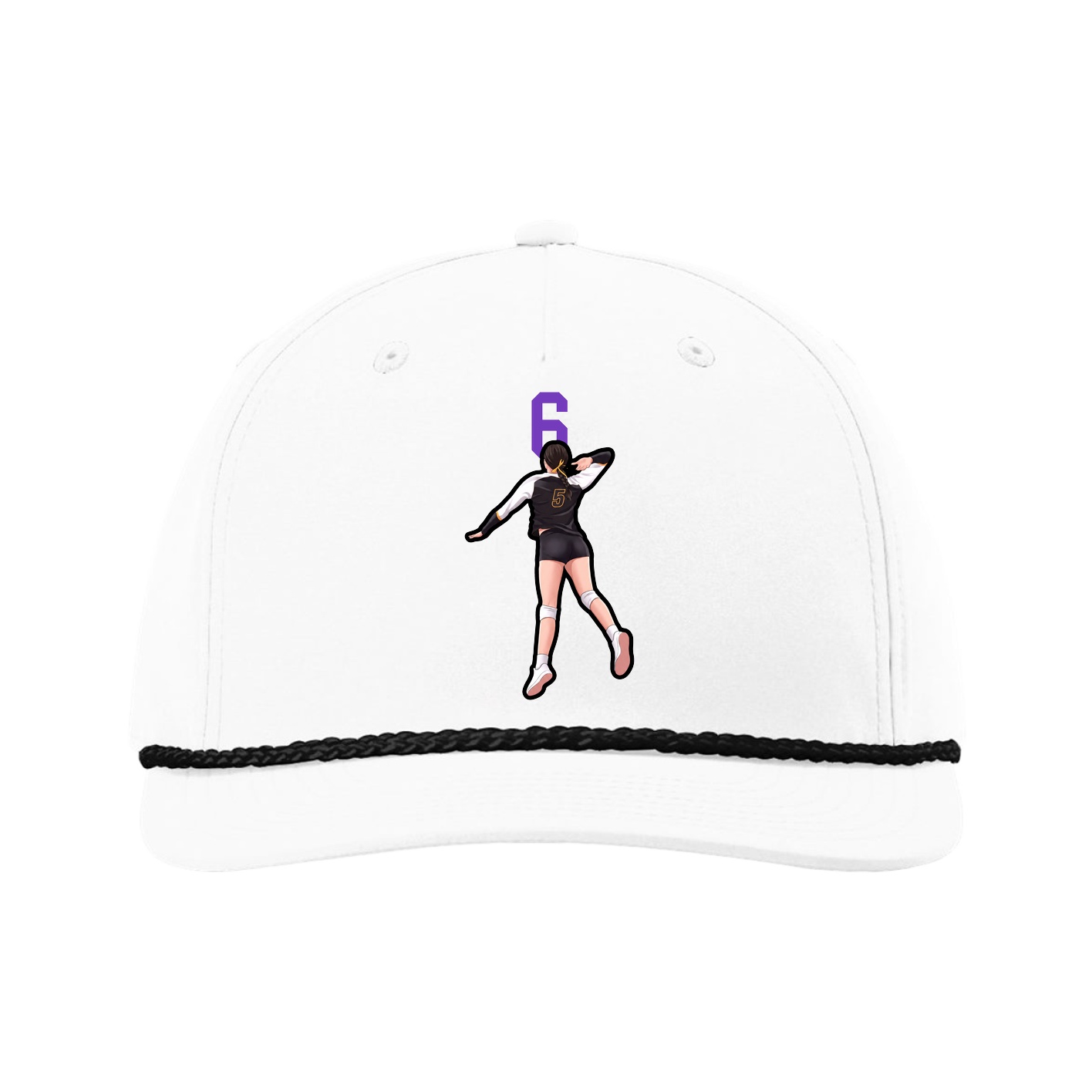 Five-Panel Classic Rope Cap — Number Top in White