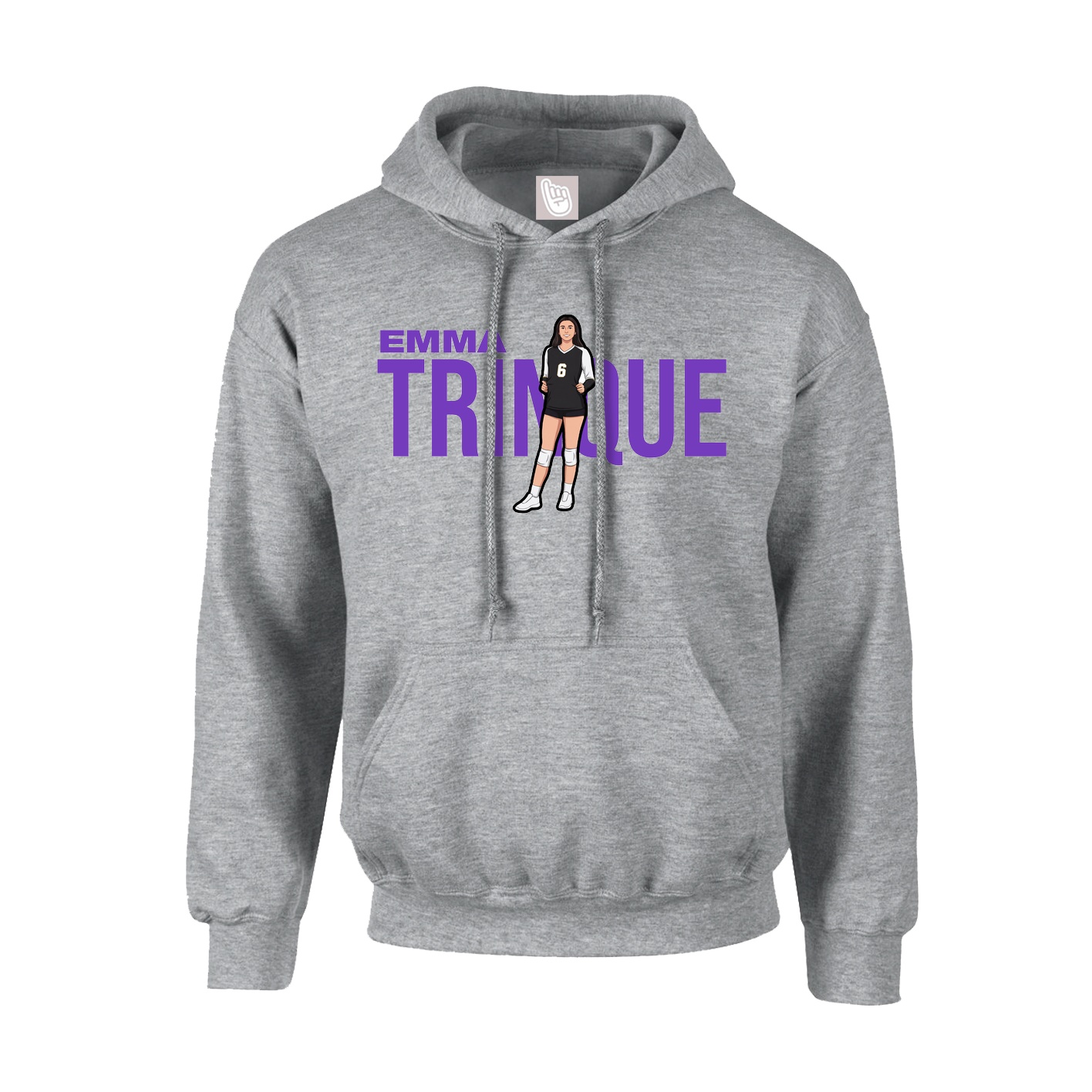 Youth Hoodie — Player Name in Grey