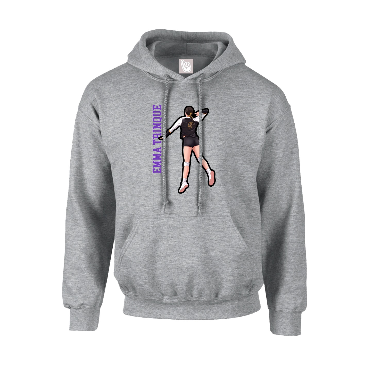 Youth Hoodie — Name Vertical in Grey