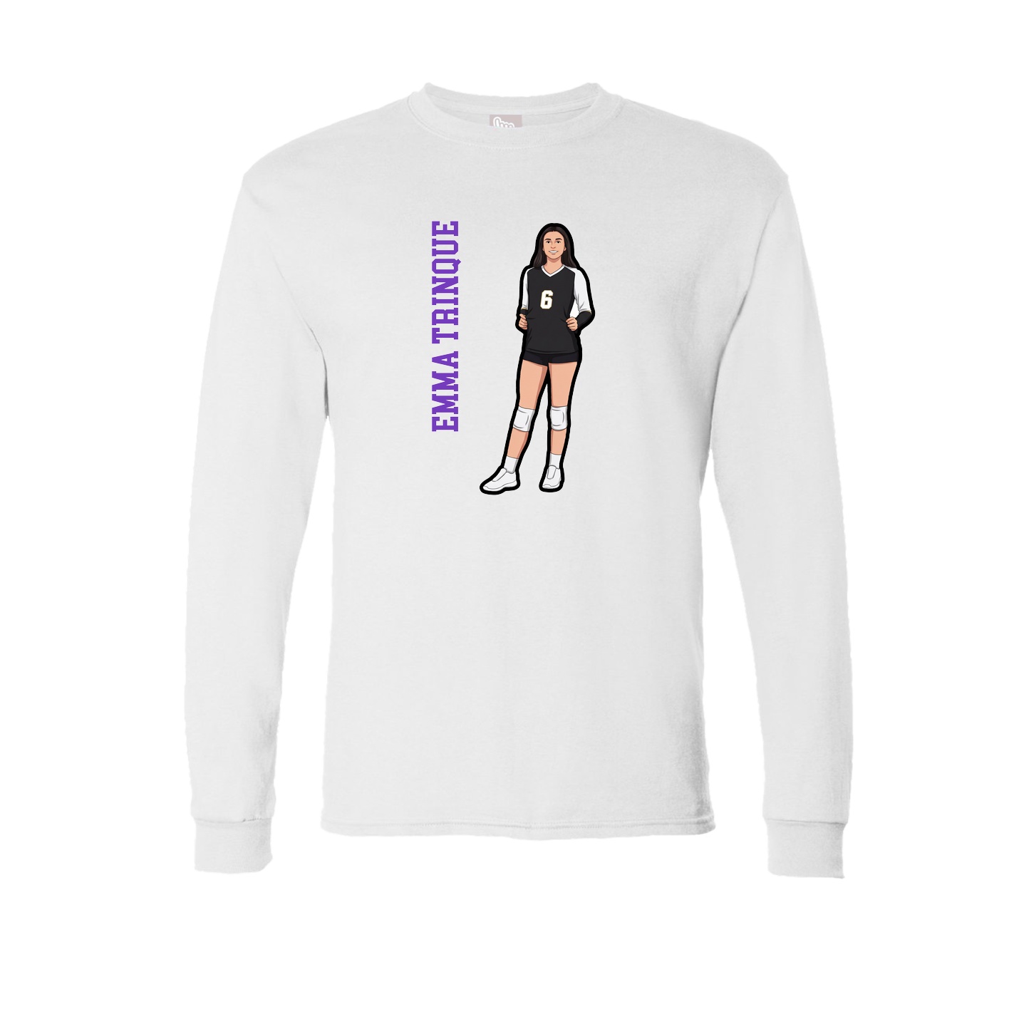 Long Sleeve Tee — Name Vertical in White