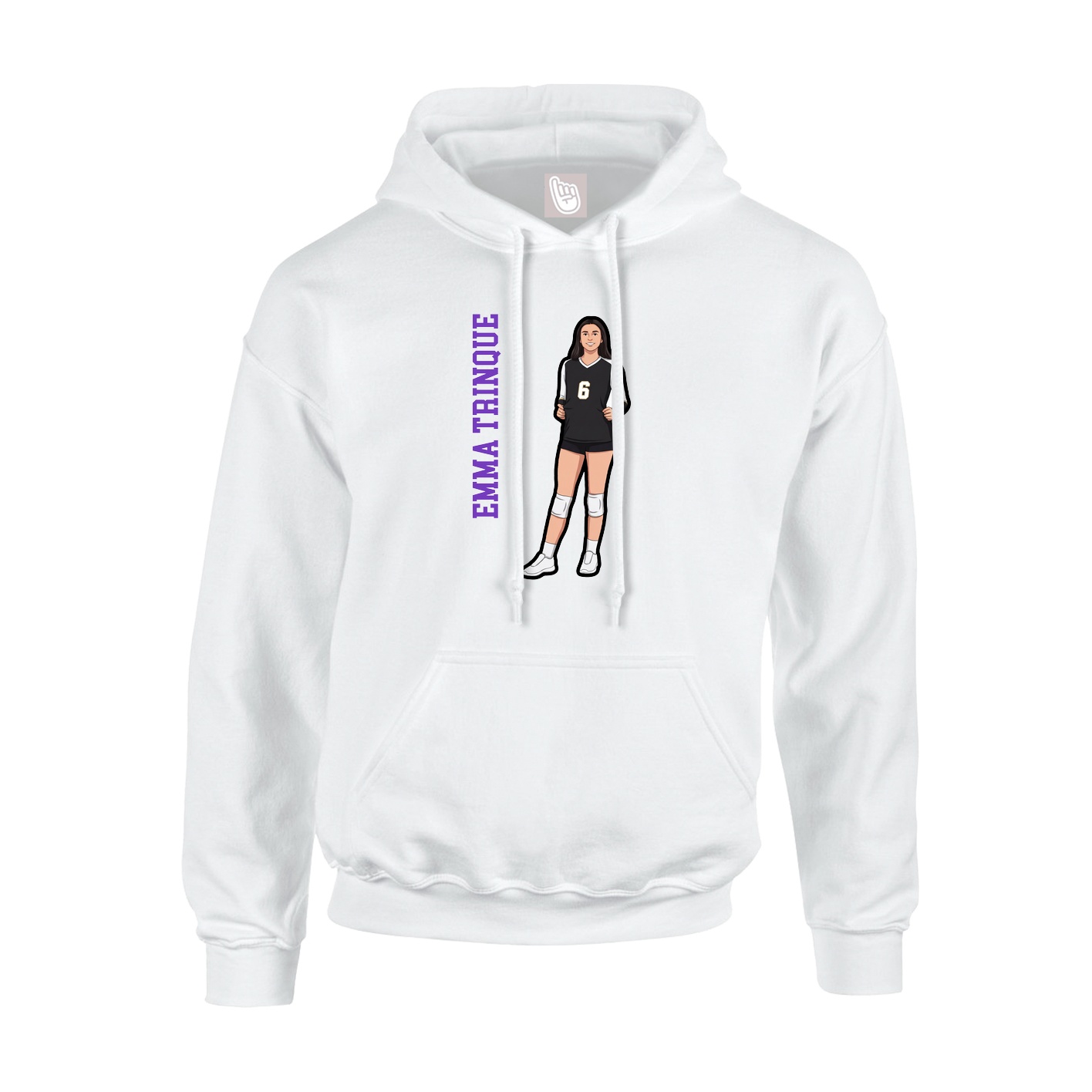 Youth Hoodie — Name Vertical in White