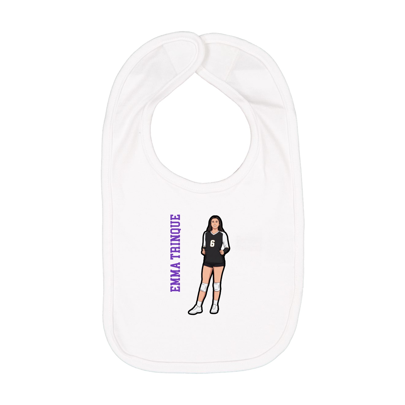 Infant Bib — Name Vertical in White