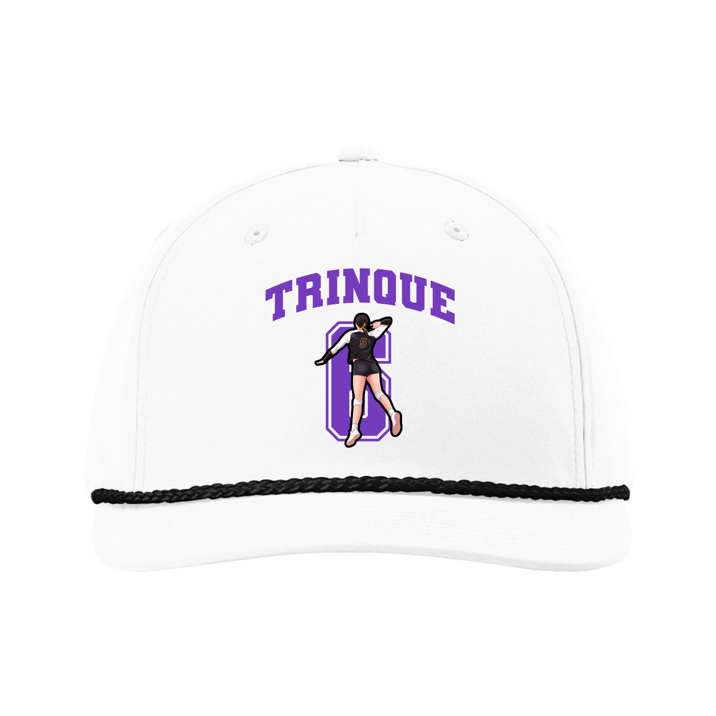 Five-Panel Classic Rope Cap — Number in White