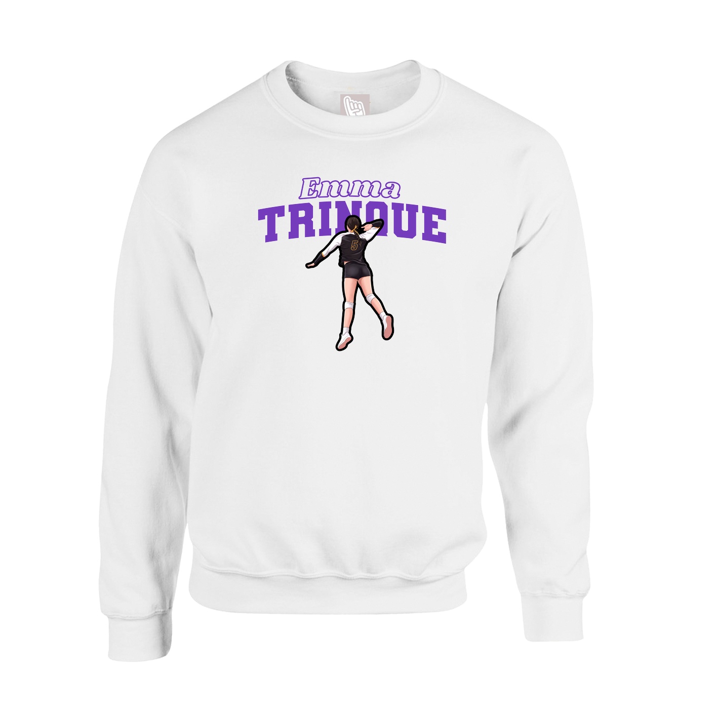 Fleece Crew — Name Arch in White