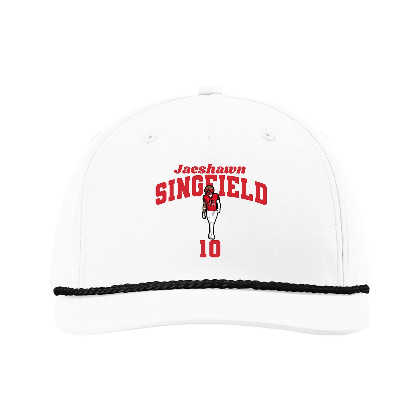 Five-Panel Classic Rope Cap — Signature Arch in White
