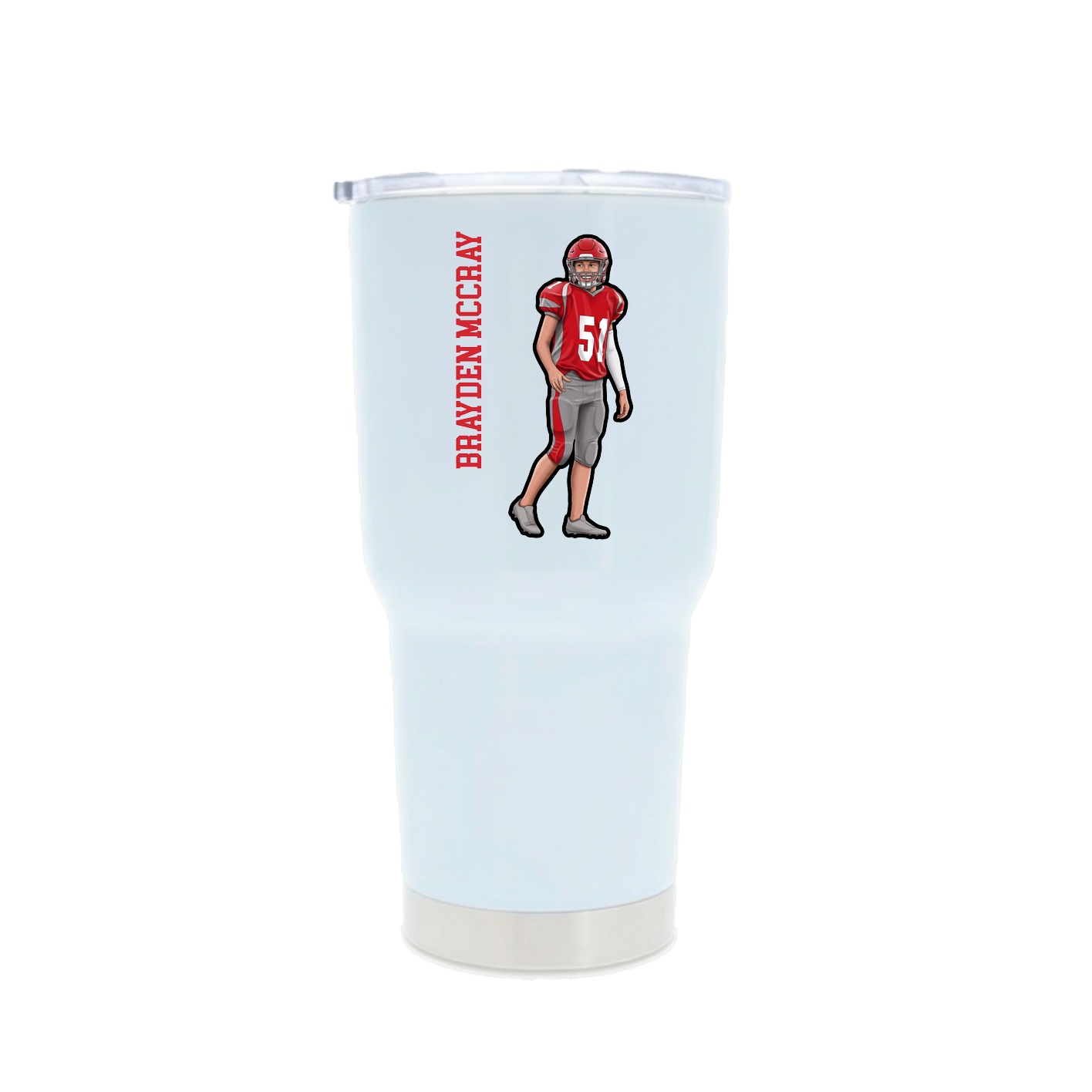 30oz Stainless Steel Tumbler — Name Vertical in White