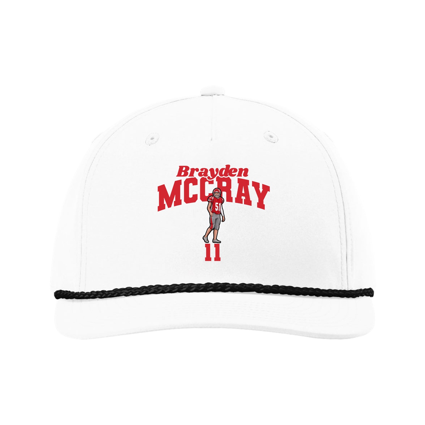 Five-Panel Classic Rope Cap — Signature Arch in White