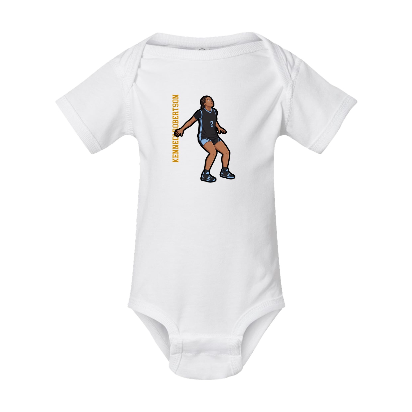 Baby Onesie — Name Vertical in White
