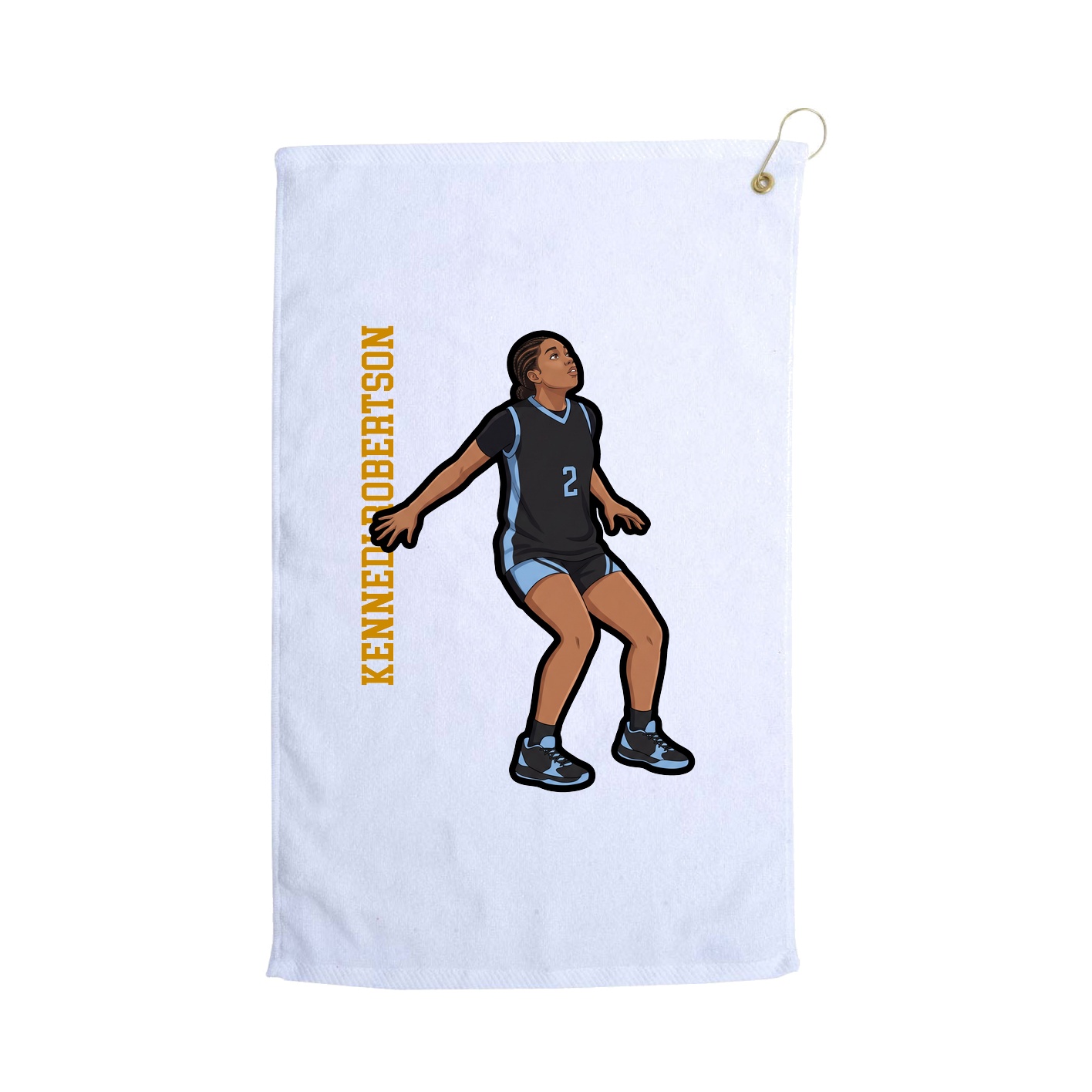 Golf Towel — Name Vertical in White