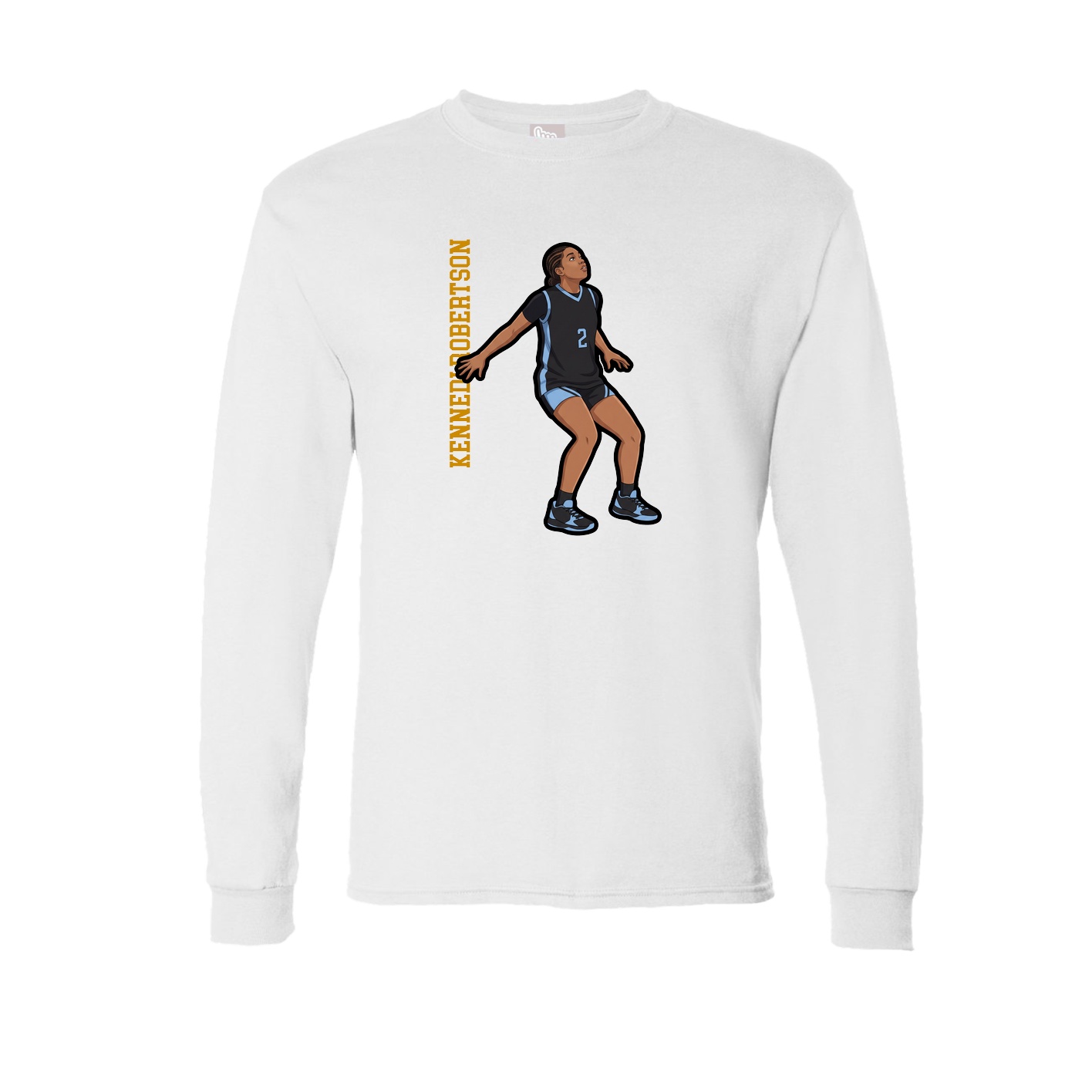 Long Sleeve Tee — Name Vertical in White