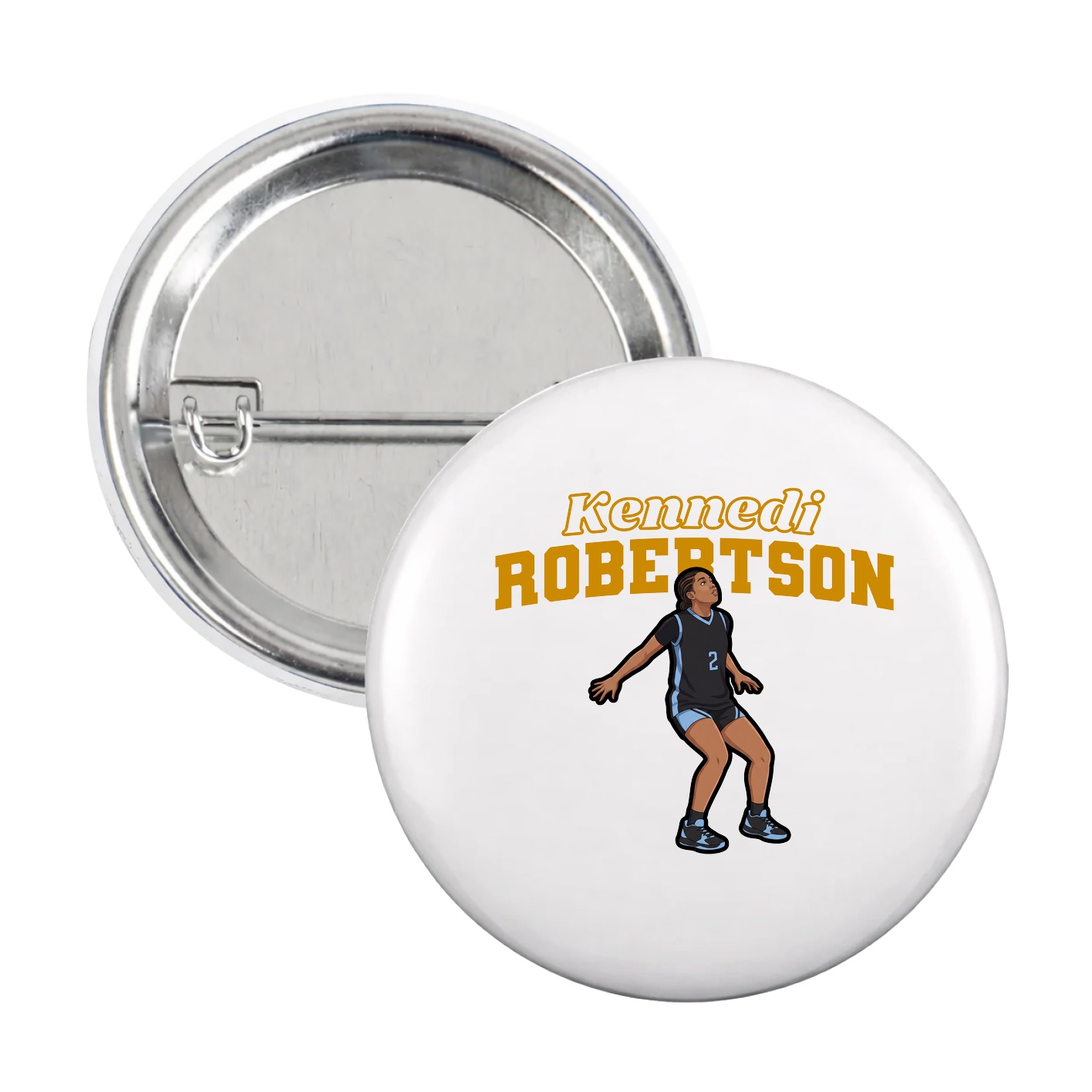 Game Day Button — Name Arch in White