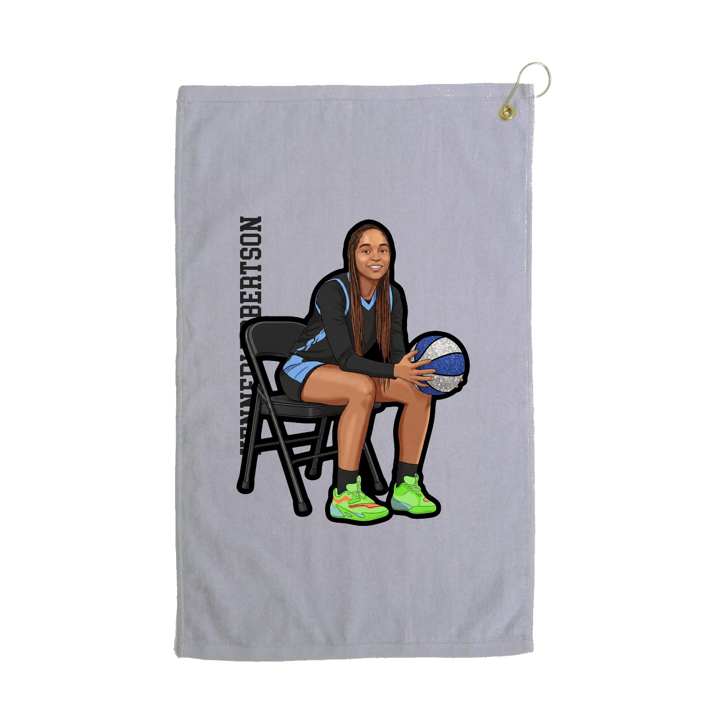 Golf Towel — Name Vertical in Grey