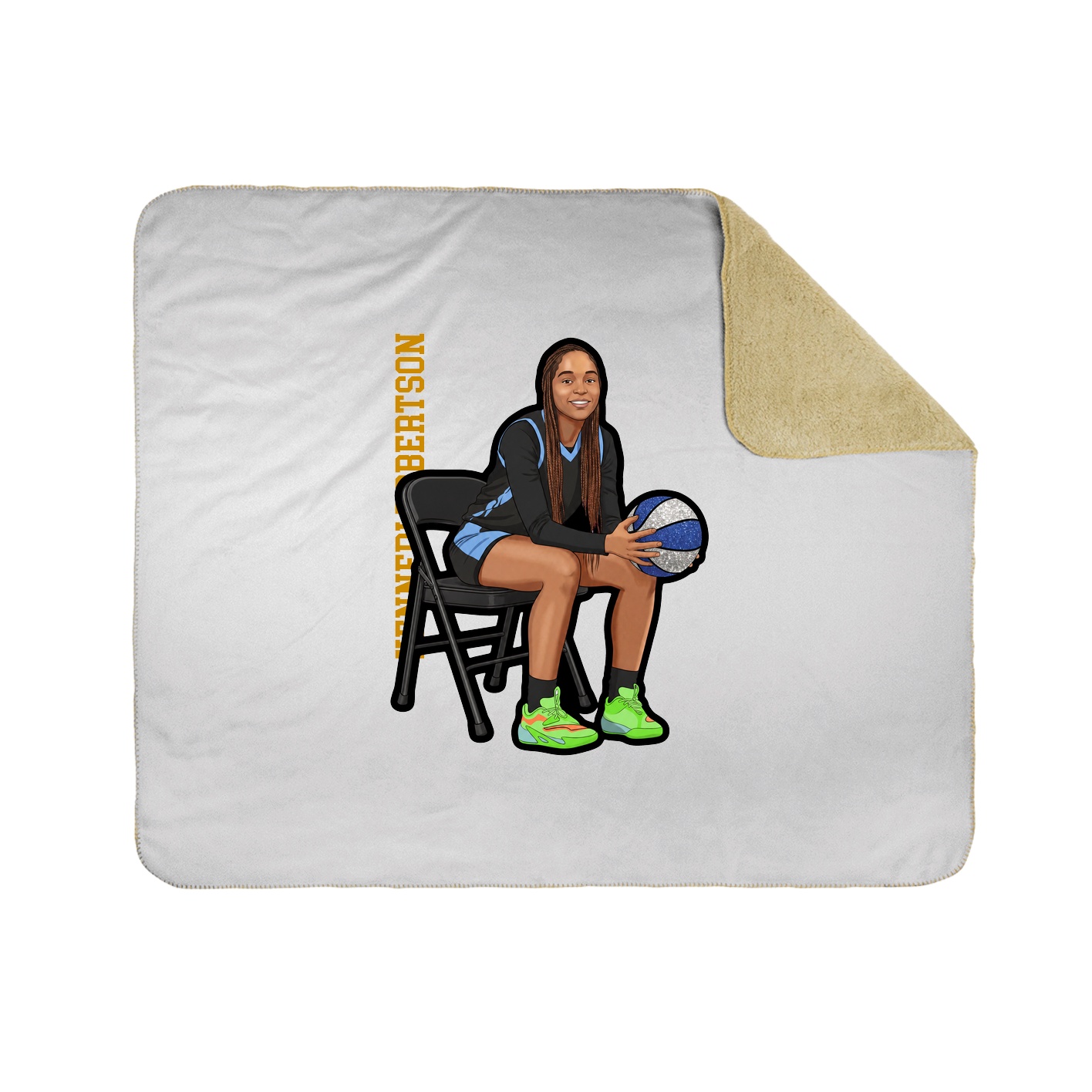 Throw Blanket — Name Vertical in White