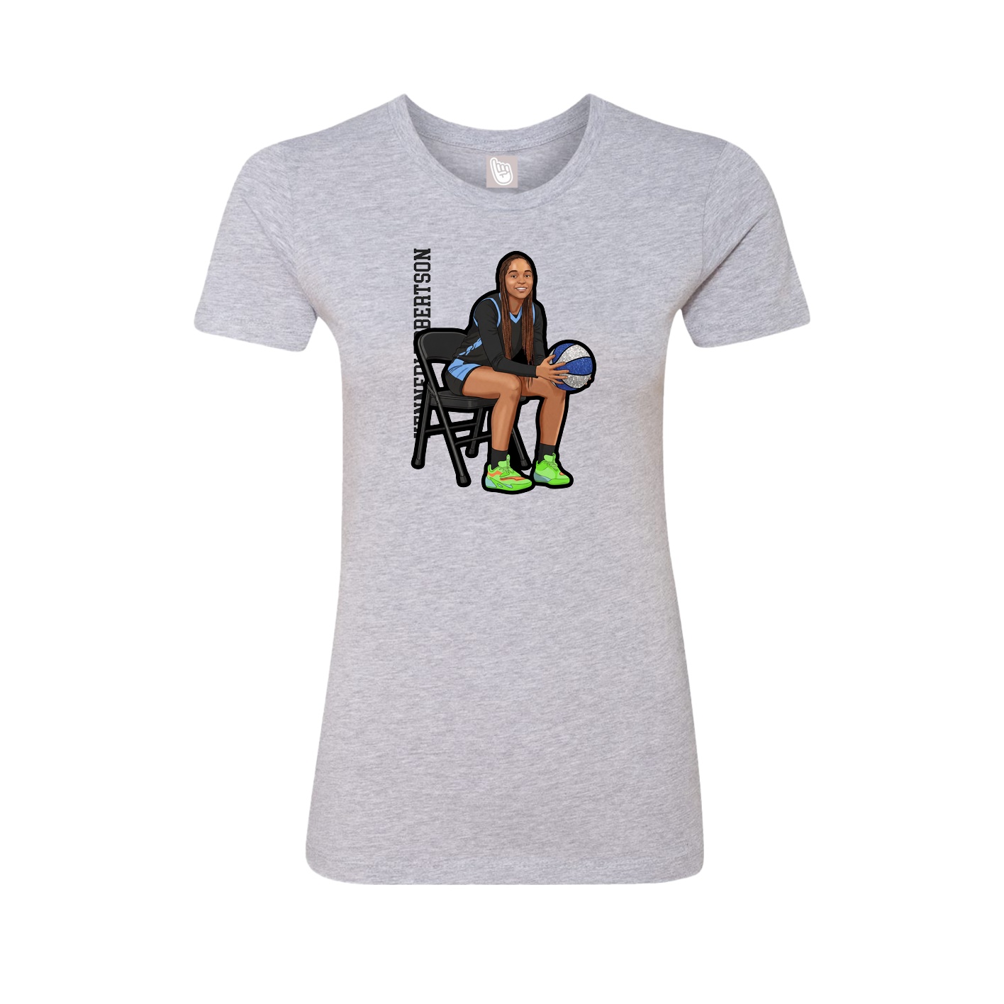 Fitted Women's Tee — Name Vertical in Grey