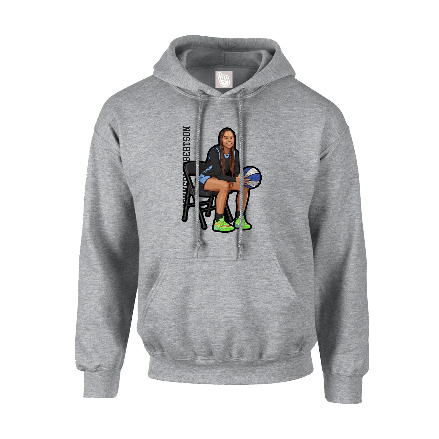 Hoodie — Name Vertical in Grey