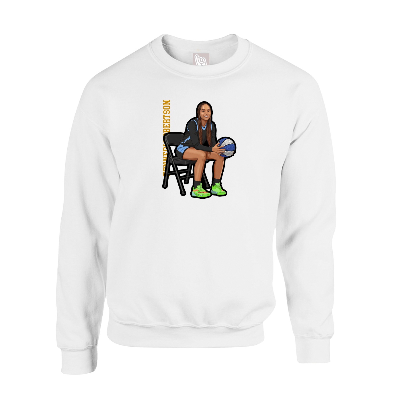 Fleece Crew — Name Vertical in White