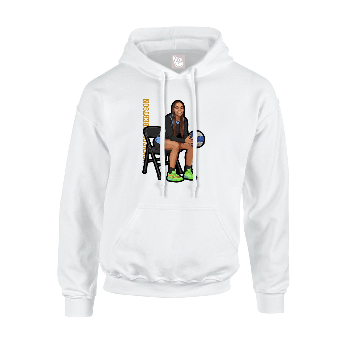 Youth Hoodie — Name Vertical in White