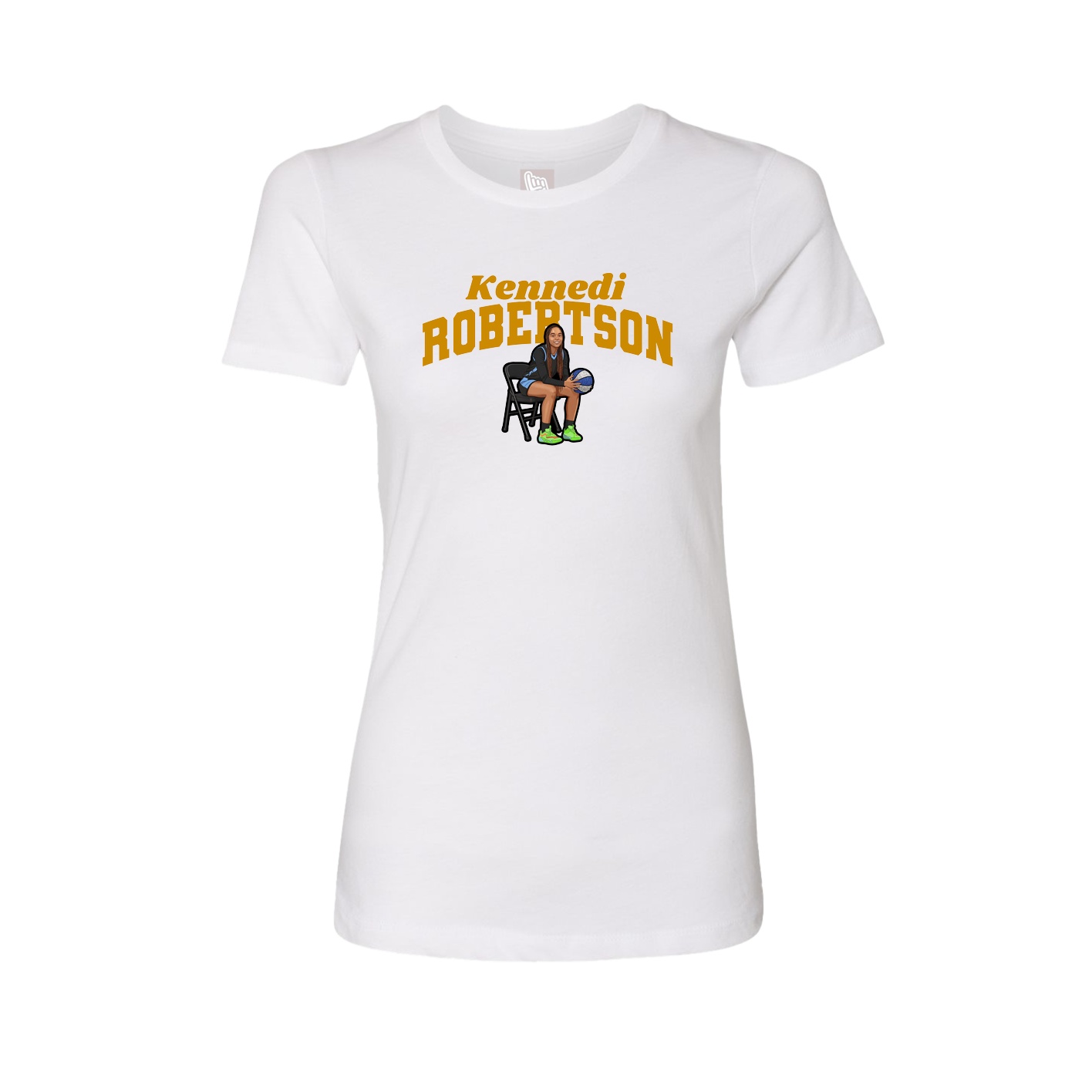 Fitted Women's Tee — Signature Arch in White