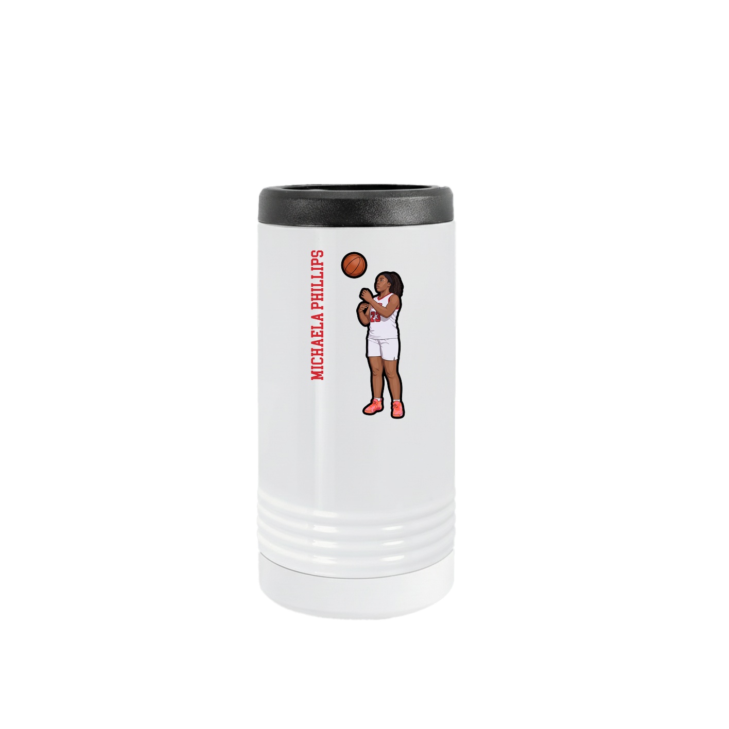Slim Beverage Holder — Name Vertical in White