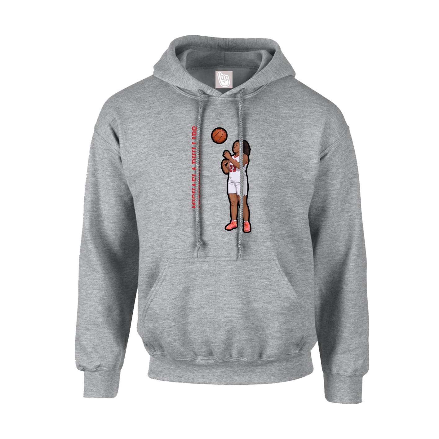 Hoodie — Name Vertical in Grey