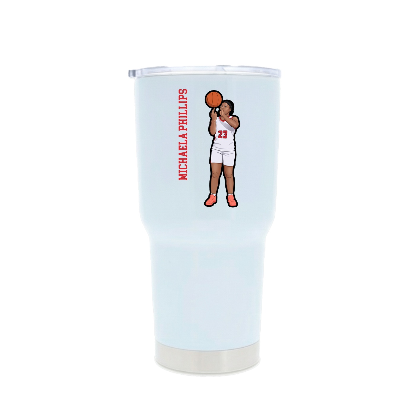 30oz Stainless Steel Tumbler — Name Vertical in White