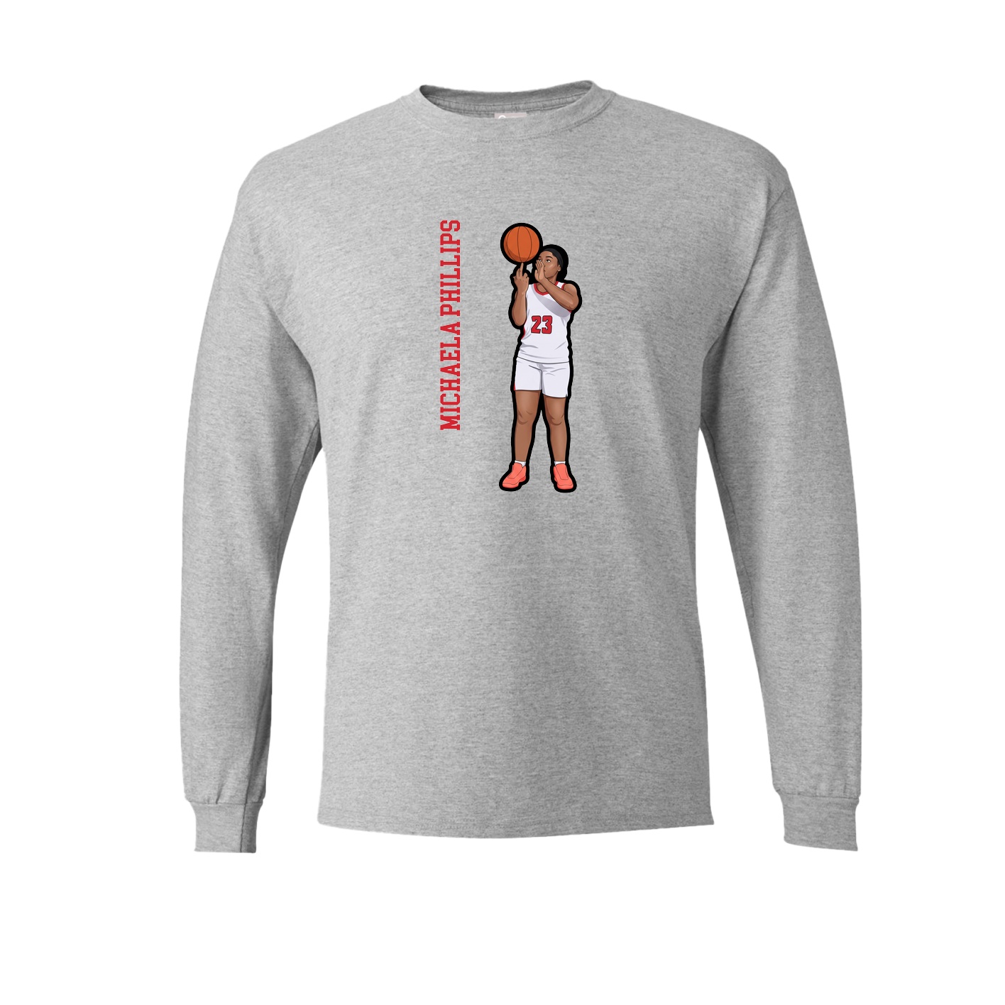 Long Sleeve Tee — Name Vertical in Grey